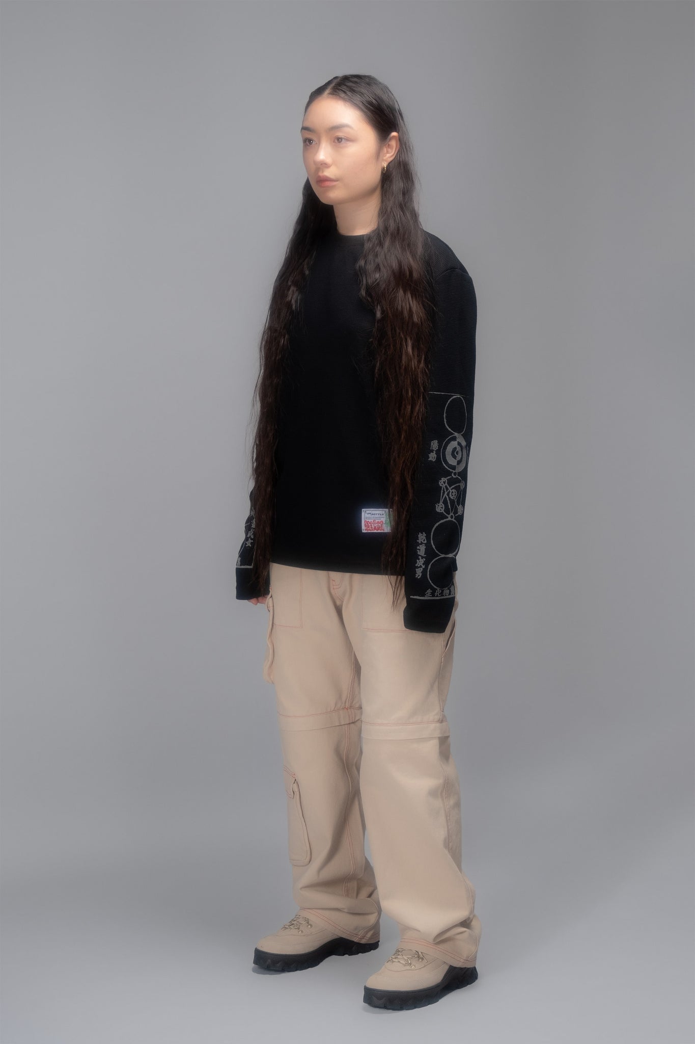 Taijitu Waffle Knit Long Sleeve Shirt