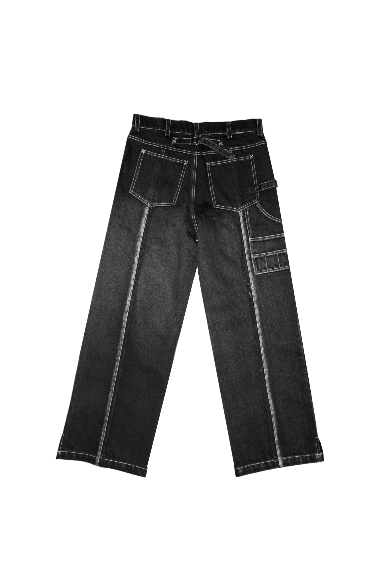 Fray Contrast Denim Pant - Charcoal