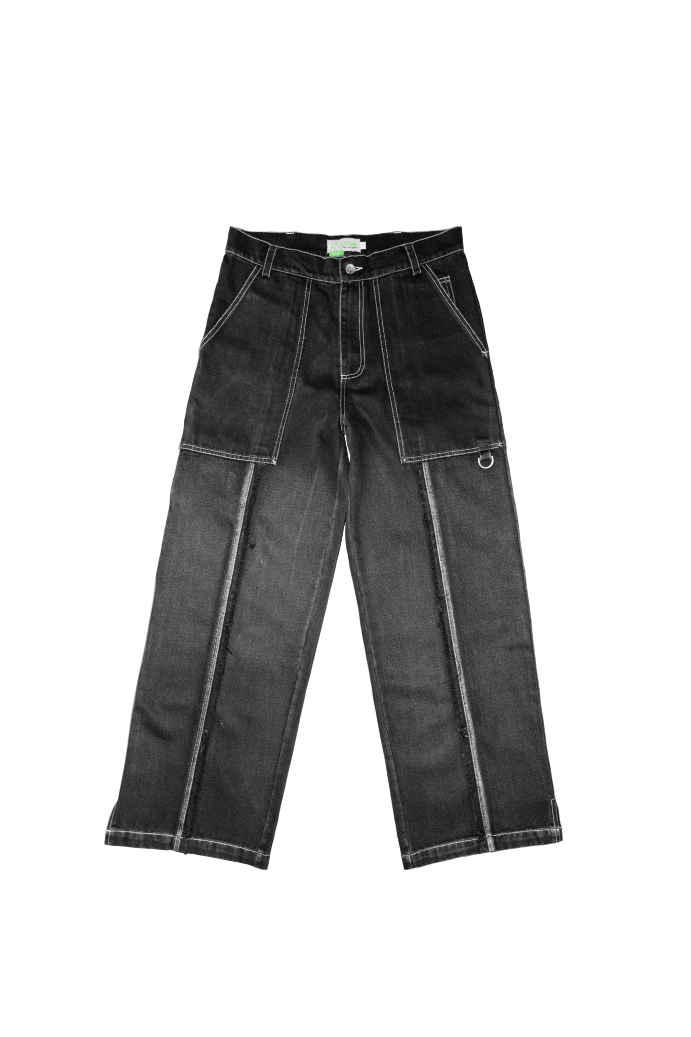 Fray Contrast Denim Pant - Charcoal